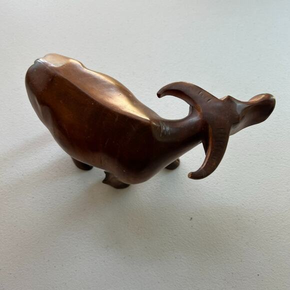 Vintage Water Buffalo Small Wood Figurine Sculpture Hand Carved 6" High - Picture 9 of 15